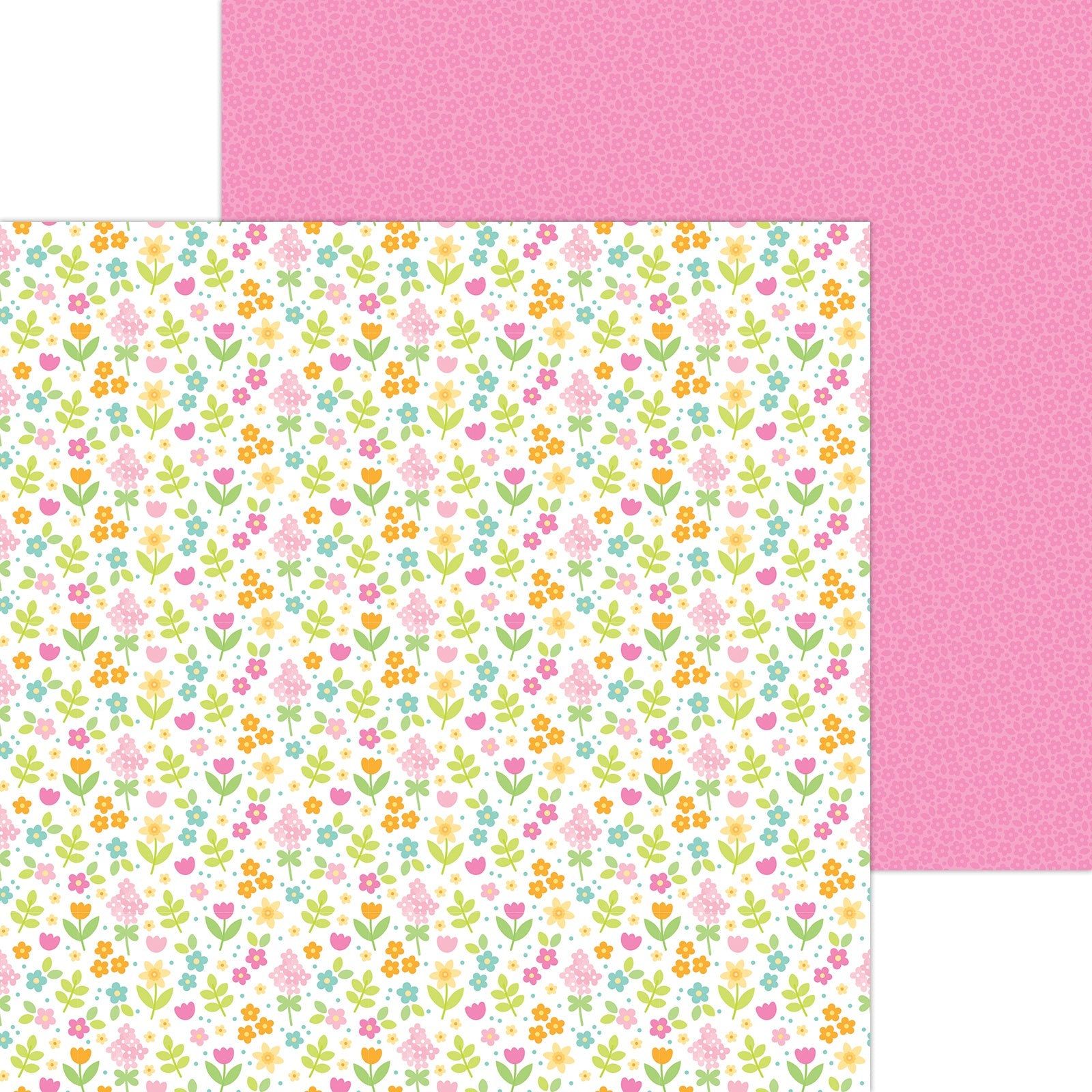 704006PR Doodlebug Bunny Hop MAY FLOWERS 12x12 Scrapbook Paper - Image 1