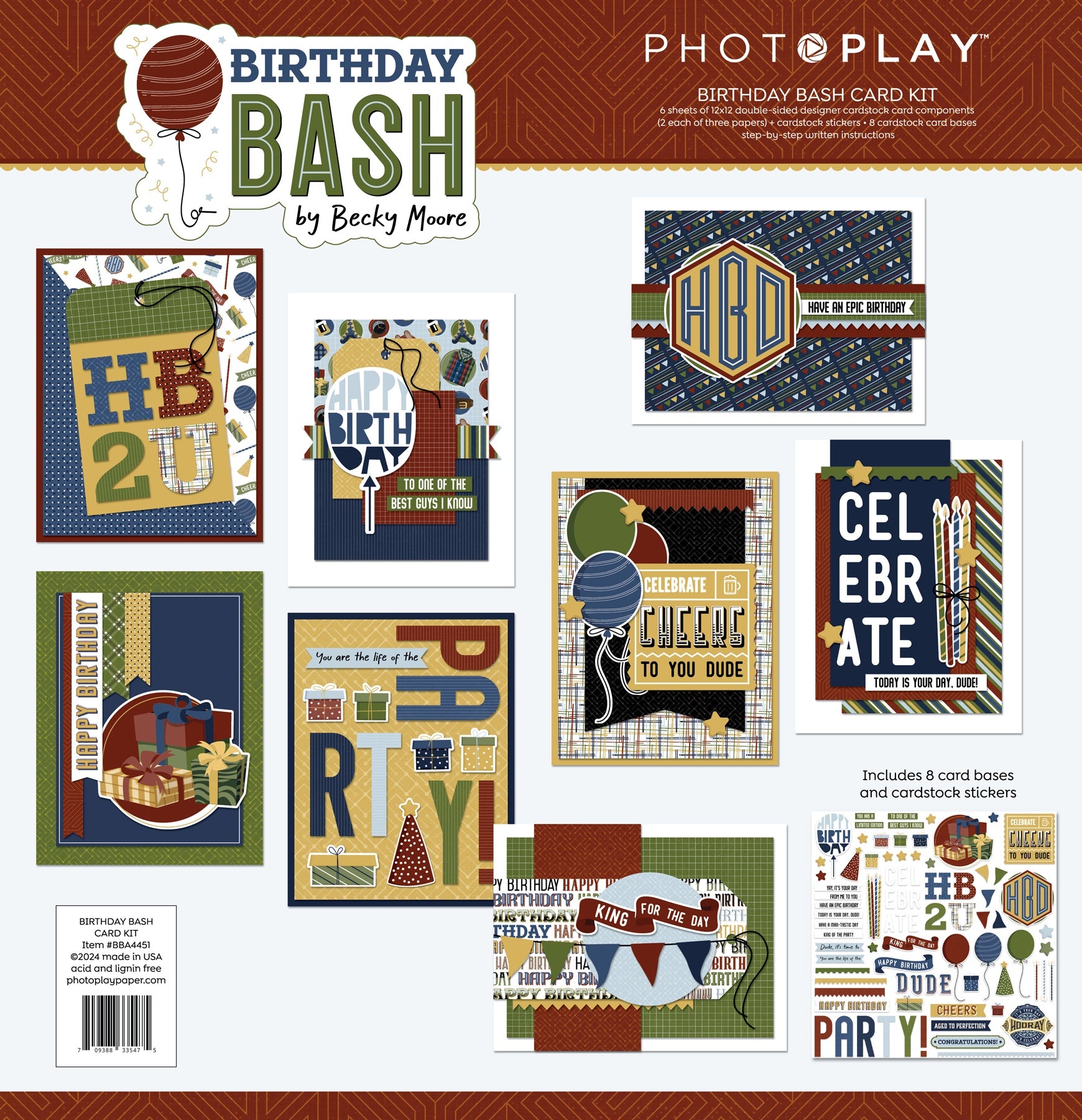 704066PK PhotoPlay BIRTHDAY BASH 8pc CARD KIT - Image 1