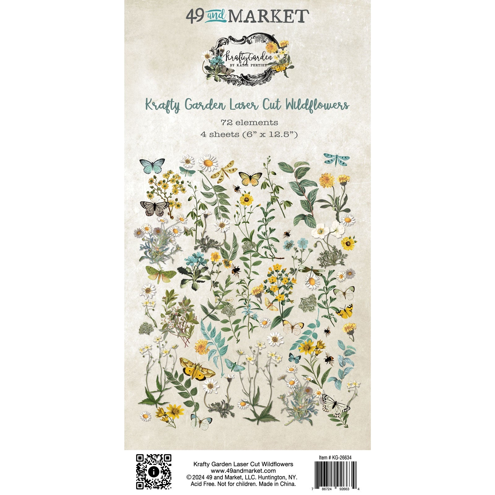 704180PK 49 and Market Krafty Garden LASER CUT WILDFLOWERS 72pc - Image 1