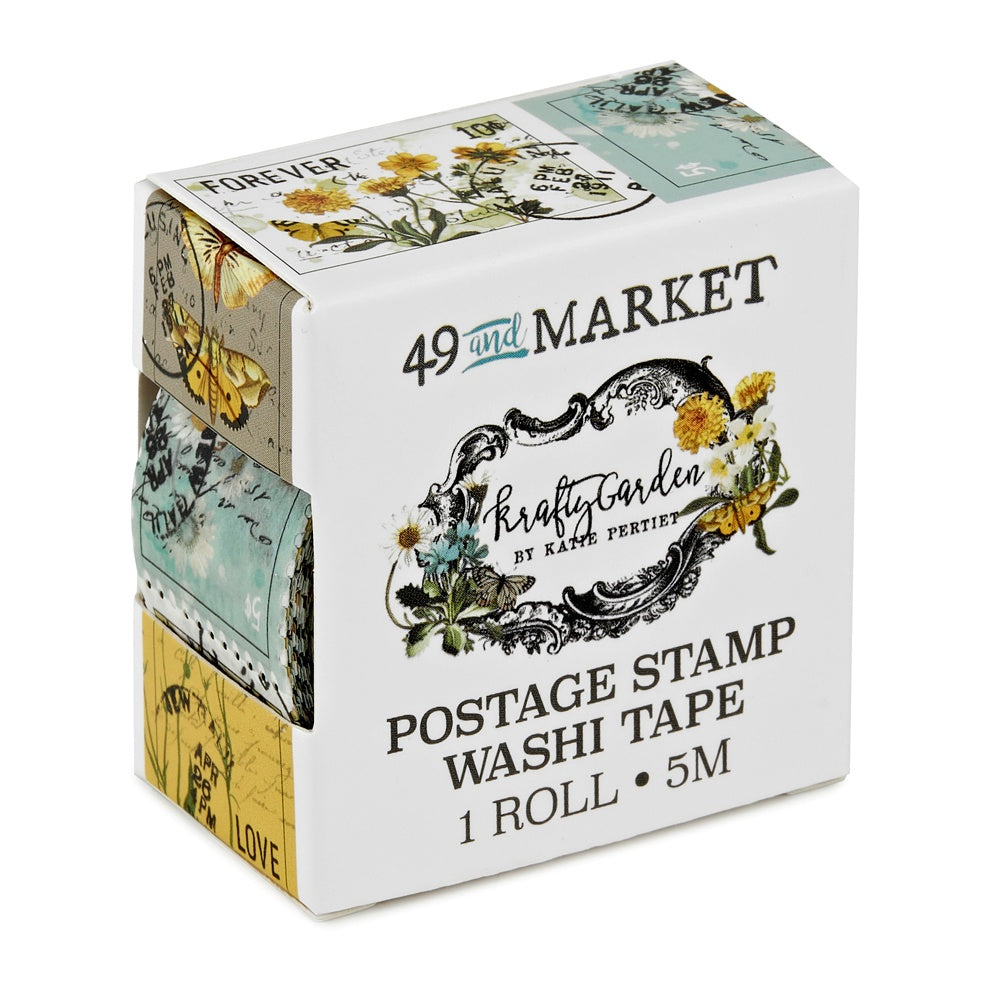 704189PK 49 and Market Krafty Garden POSTAGE STAMP WASHI TAPE 1 Roll - Image 1