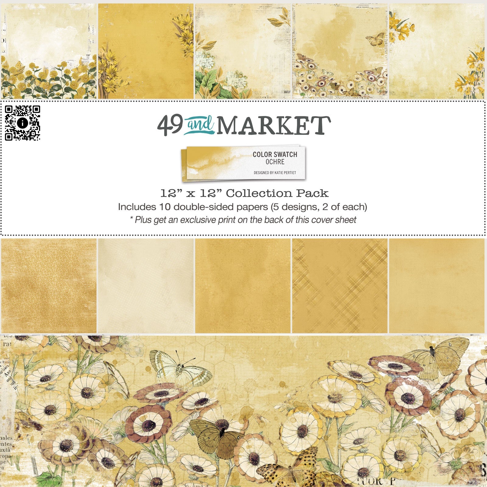 704192PK 49 and Market Color Swatch OCHRE 12”X12” Scrapbook Collection Paper Pack - Image 1