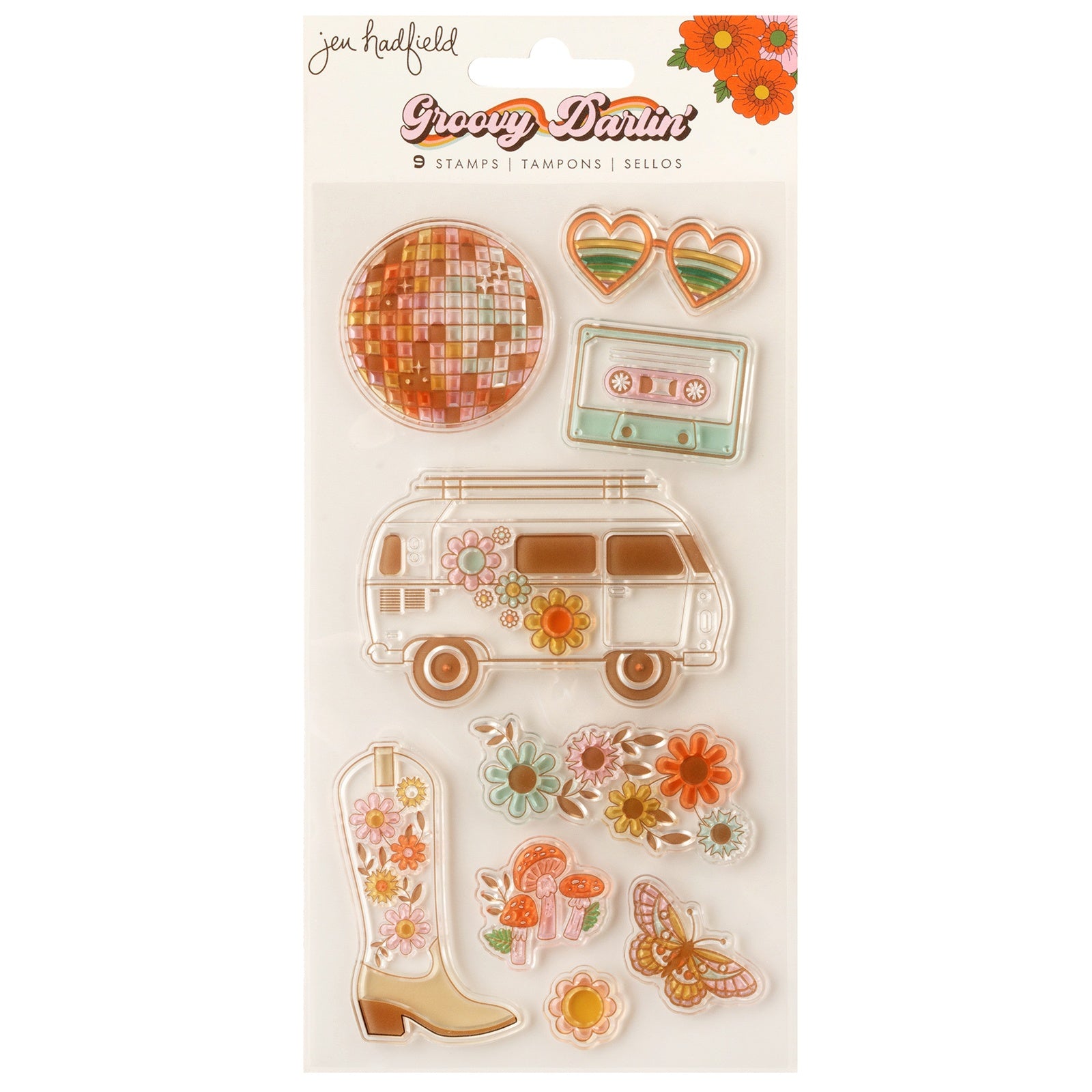 709458PK Jen Hadfield GROOVY DARLIN’ Clear Stamps 9pc - Image 1
