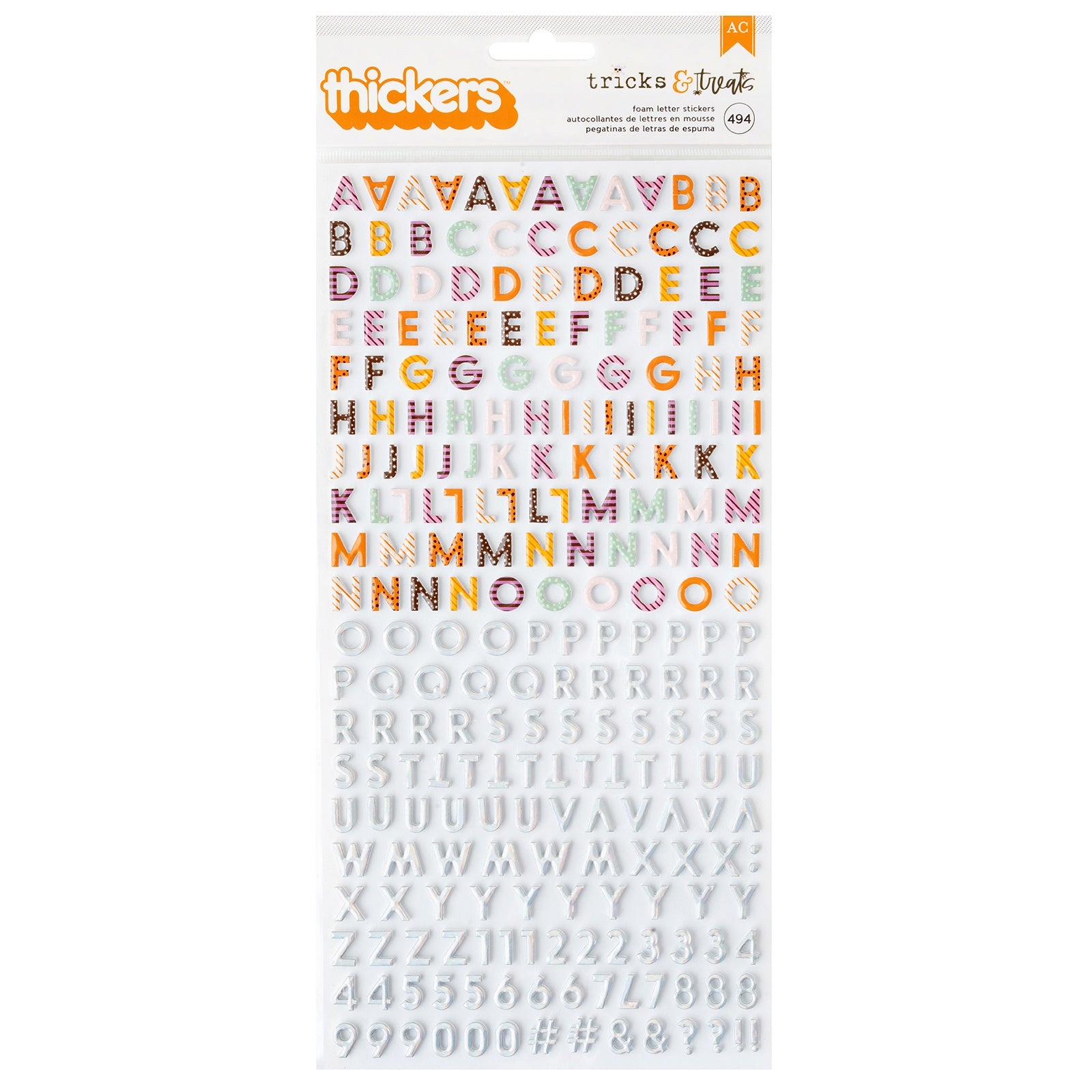 710145PK American Crafts THICKERS TRICKS & TREATS Foam Letter Stickers - Image 1