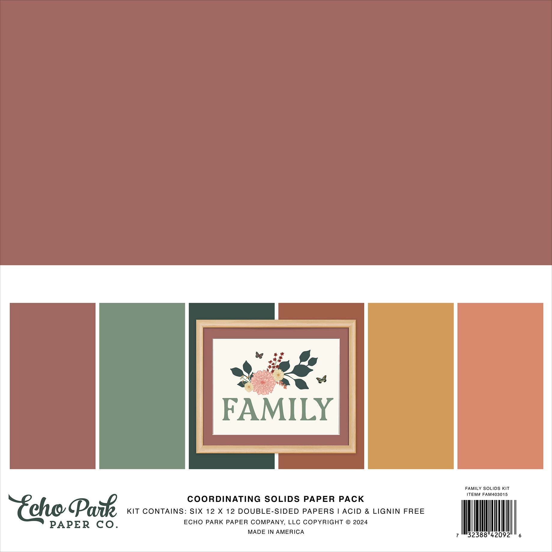 711735PK Echo Park FAMILY COORDINATING SOLIDS Paper Pack 6 Sheets - Image 1