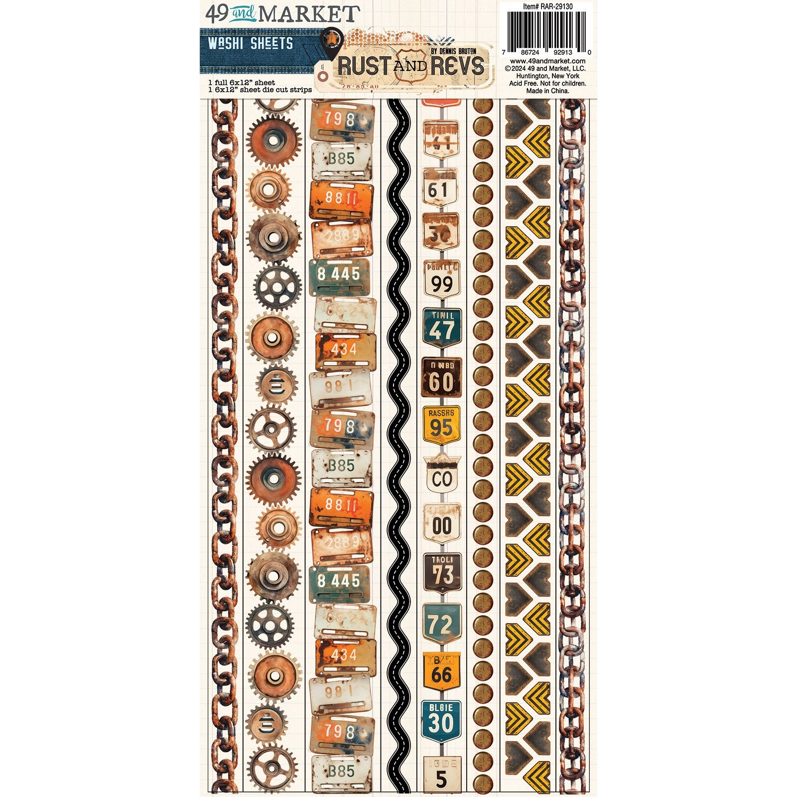 711957PK 49 and Market RUST AND REVS Washi Sheets - Image 1