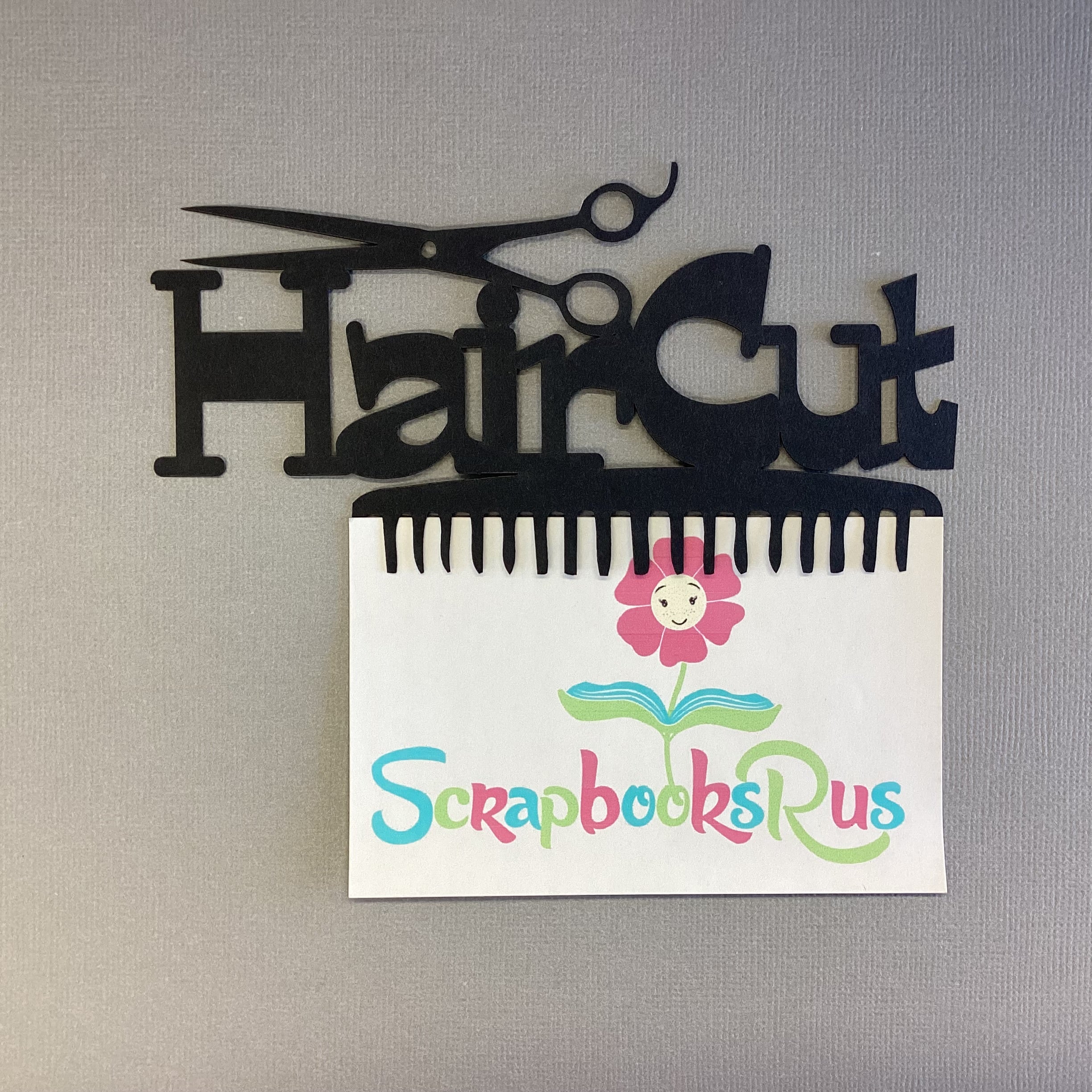 7120268B-443E-4CD8-82DC-FDC036E6FA4A Laser Cut HAIRCUT Diecut Scrapbook Title - Image 1