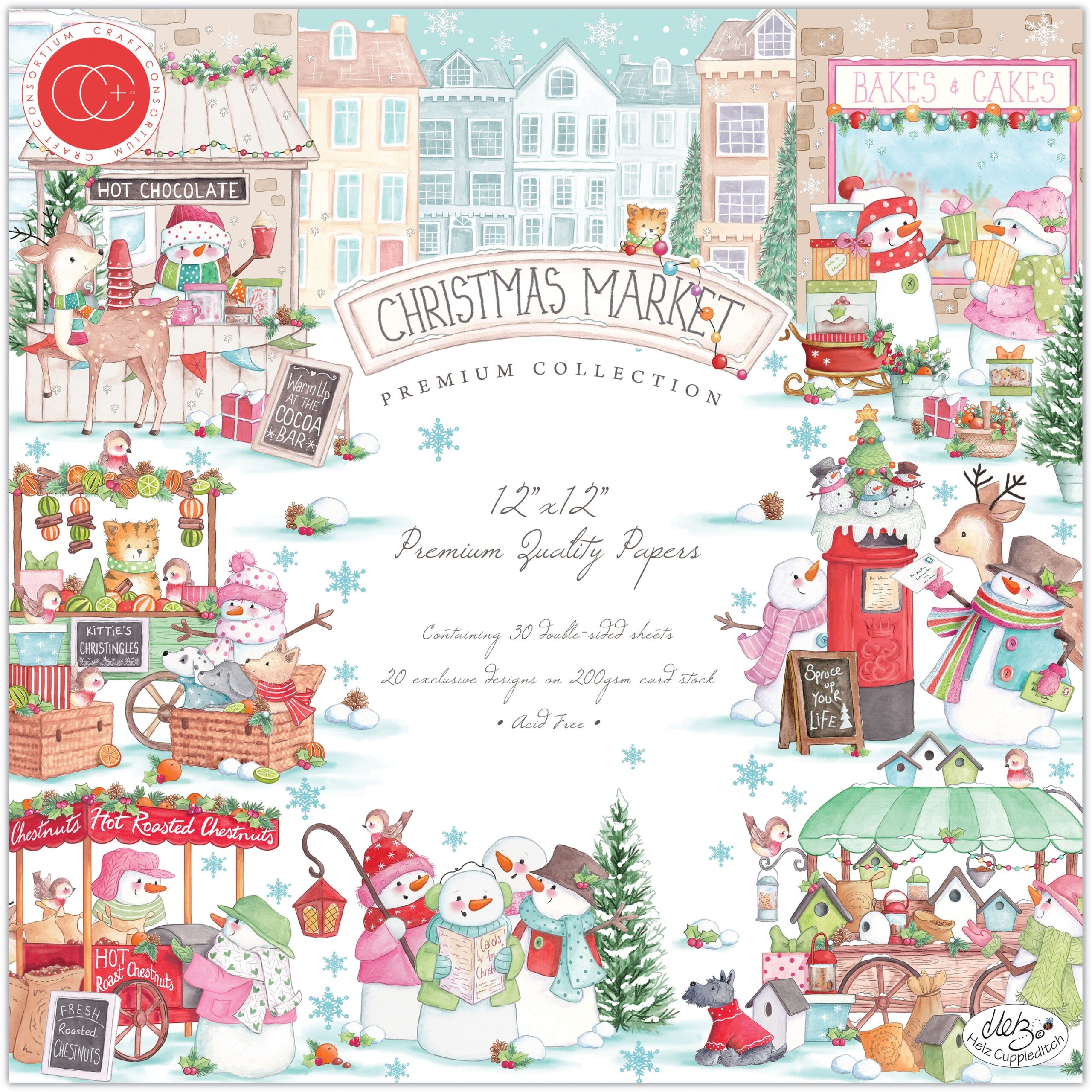 713433PK Craft Consortium CHRISTMAS MARKET 12X12 Premium Paper Pad - Image 1