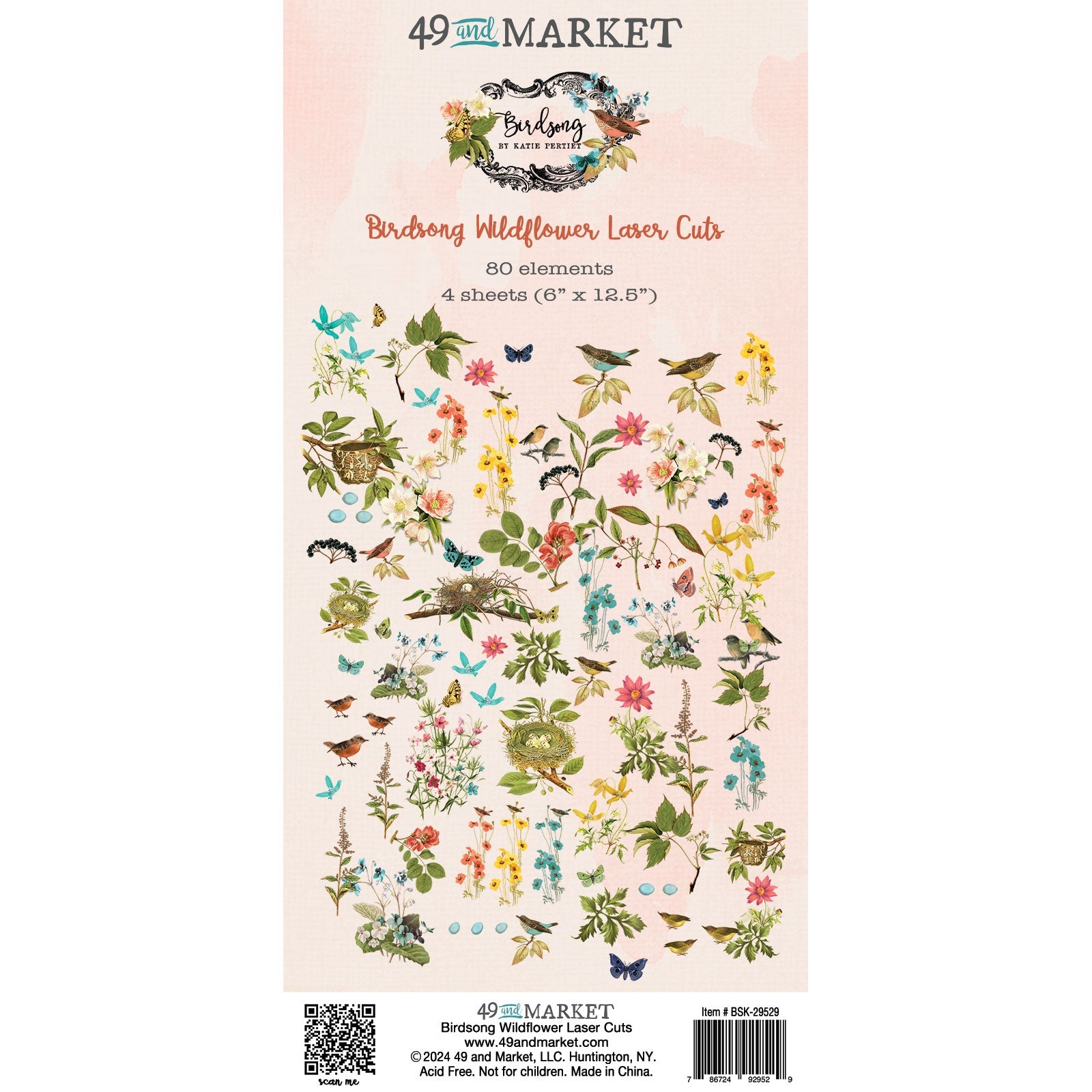 713569PK 49 and Market BIRDSONG Wildflower Laser Cuts - Image 1