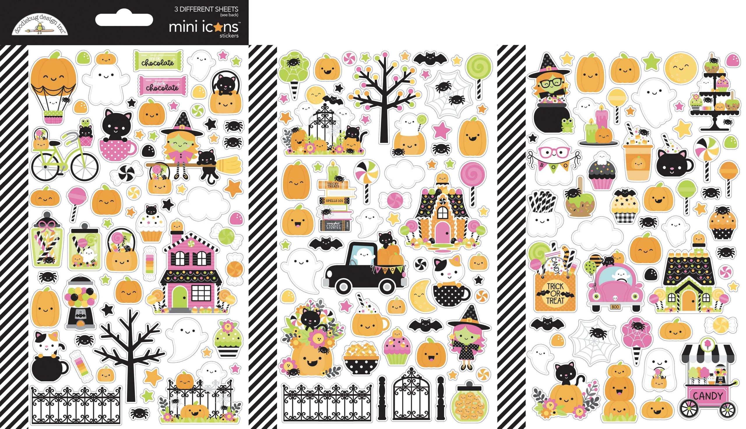 713613PK Doodlebug HEY PUMPKIN Mini Icons Stickers 3 Sheets - Image 1