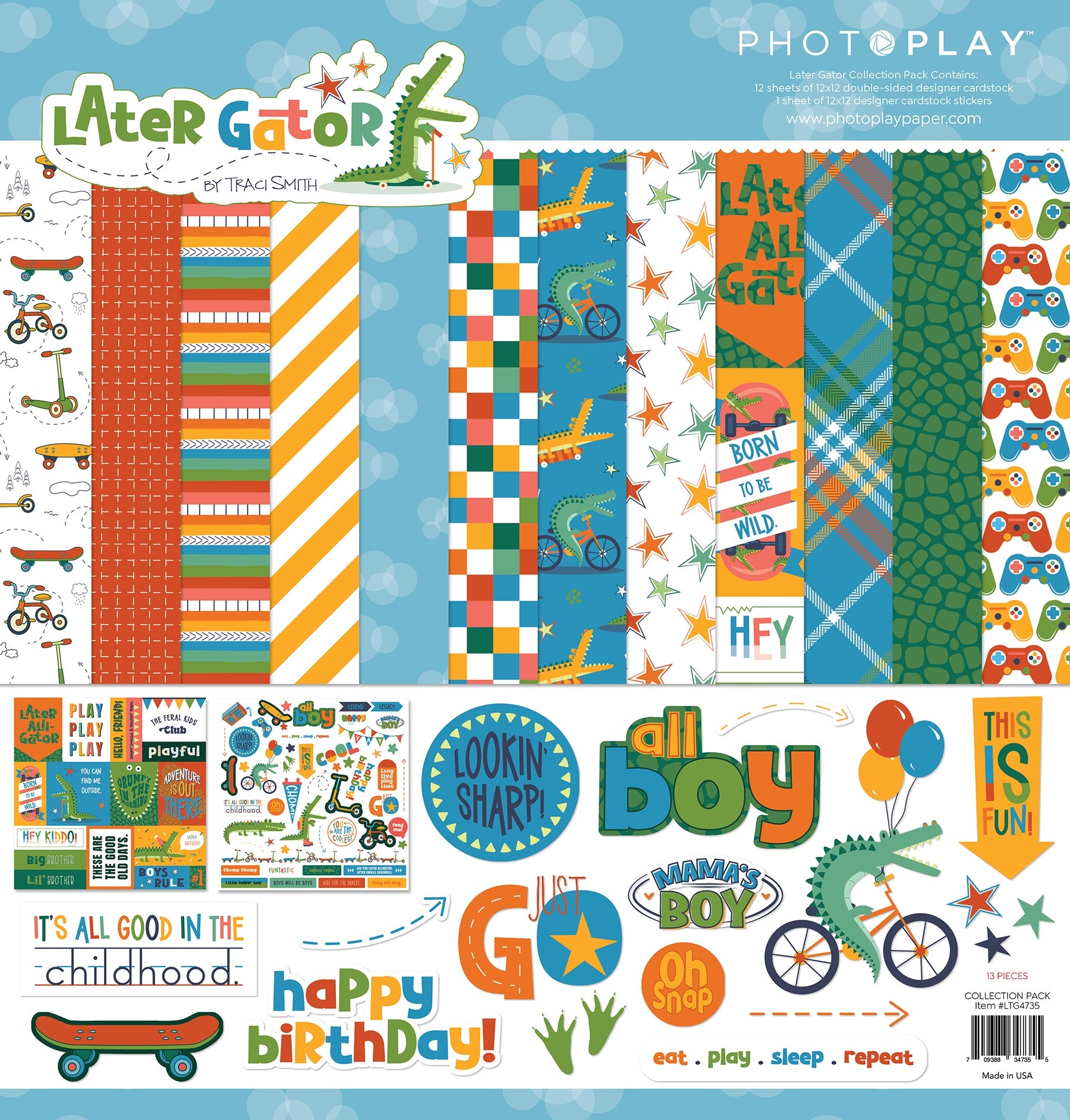 714816PK Photoplay LATER GATOR 12"X12" Collection Pack 13pc - Image 1