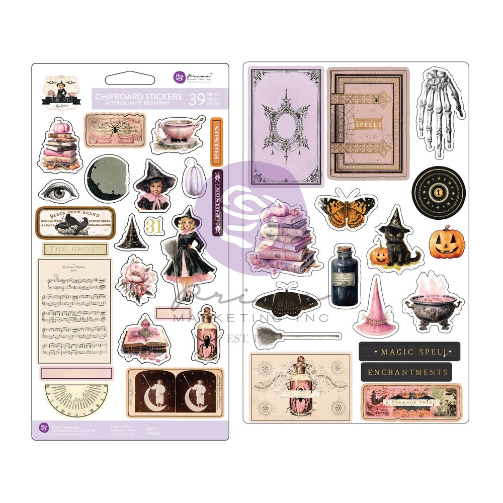 714857PK Prima MAGIC SPELL CHIPBOARD STICKERS 39pc - Image 1