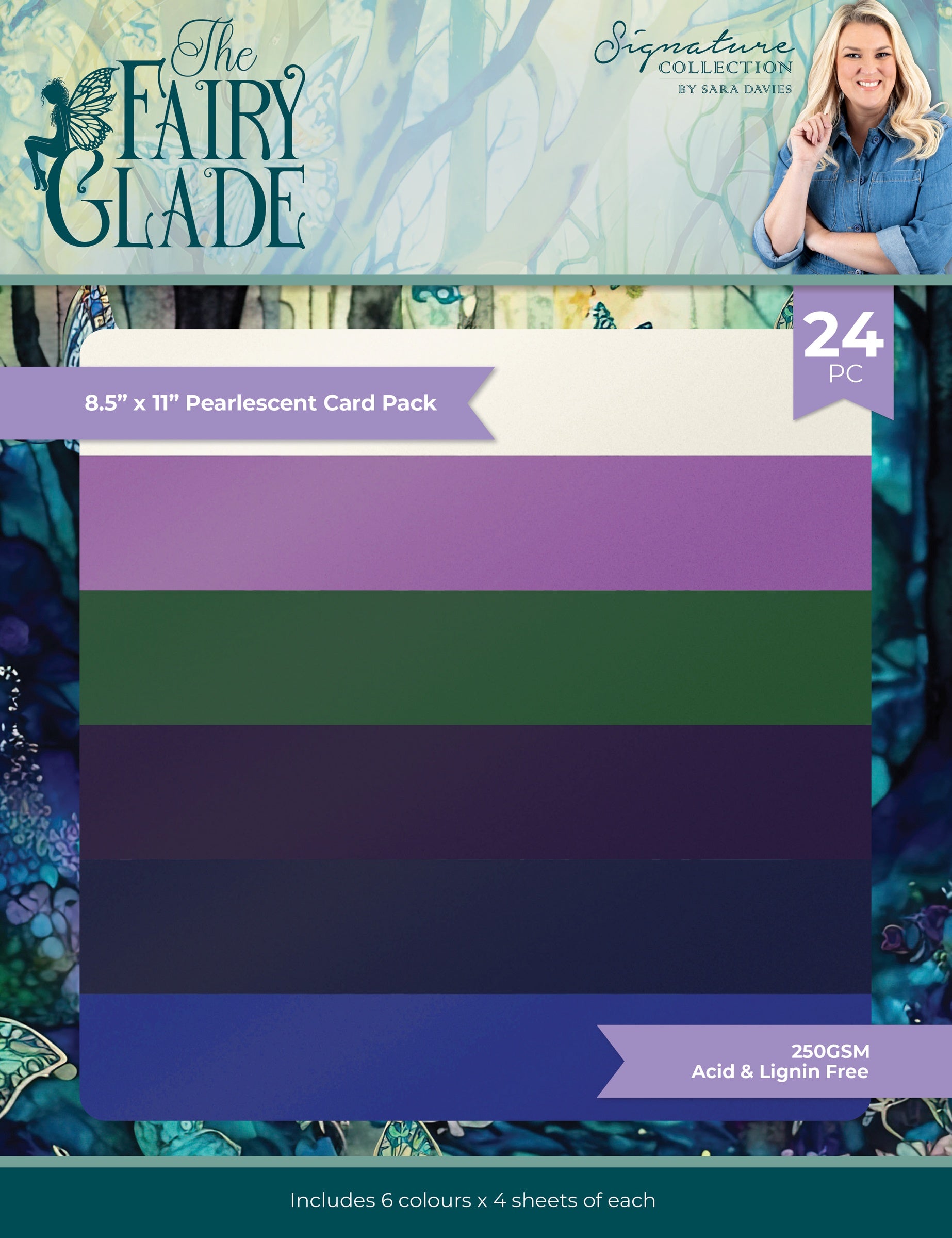 715298PK Crafter’s Companion THE FAIRY GLADE 8.5”X11” Pearlescent Card Pack 24pc - Image 1