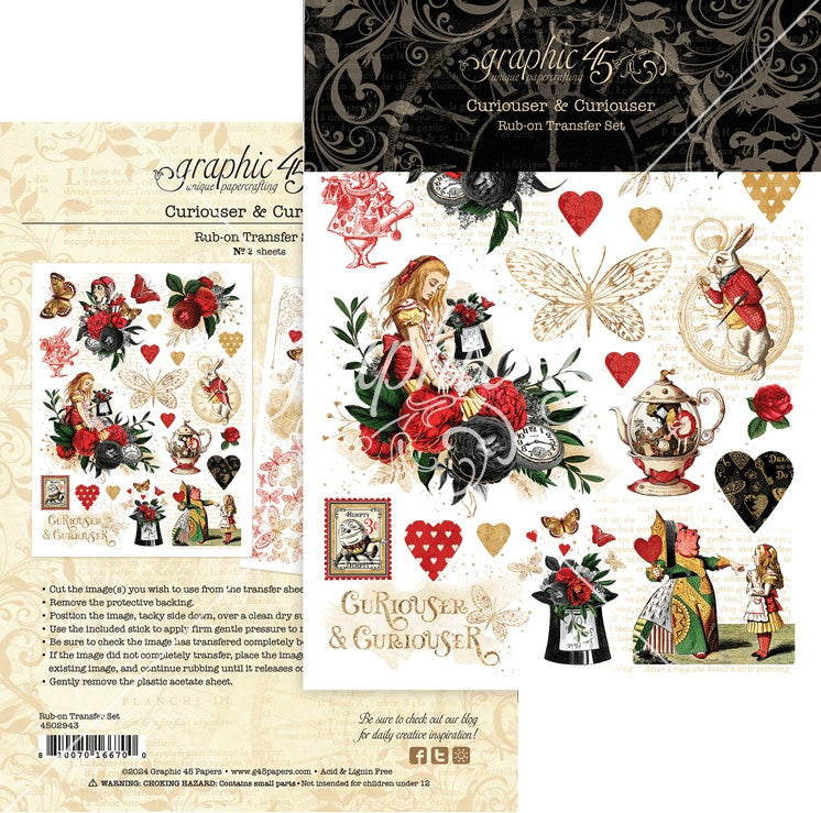 716952PK Graphic 45 CURIOUSER & CURIOUSER Rub-On Transfer Set - Image 1