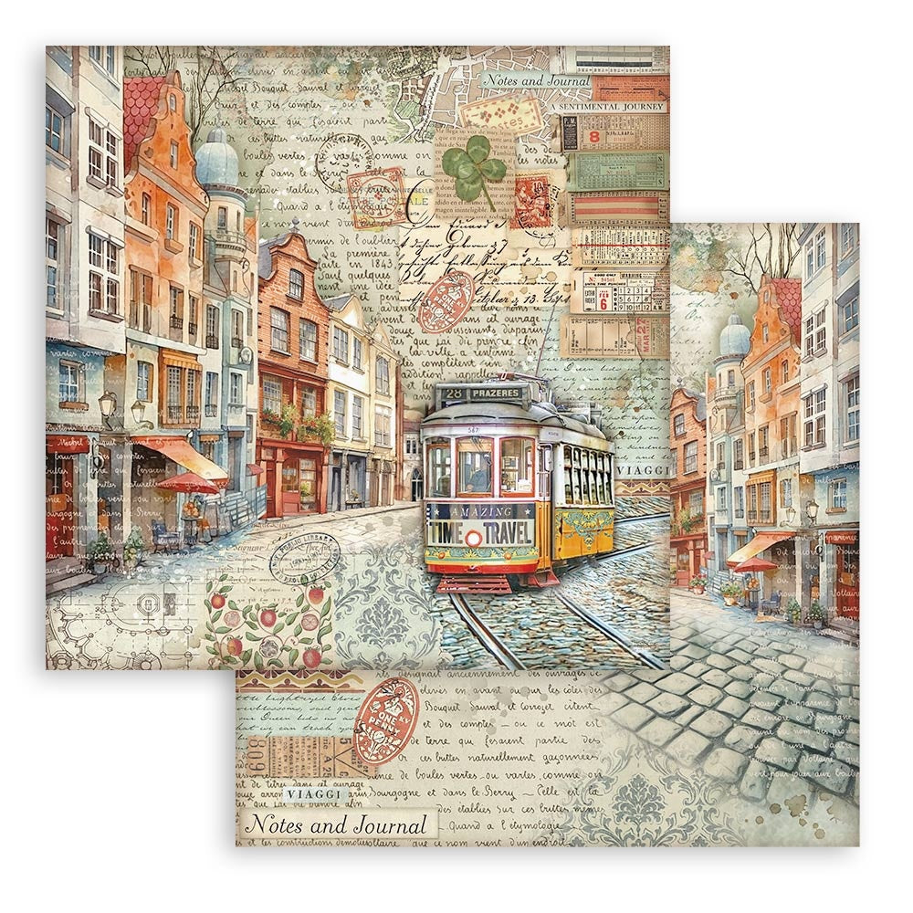 717756DT2_26a408e6-472d-42db-97e0-a92193c7afd0 Stamperia Art of Traveling NOTES AND JOURNAL 12"X12" Scrapbook Paper - Image 1