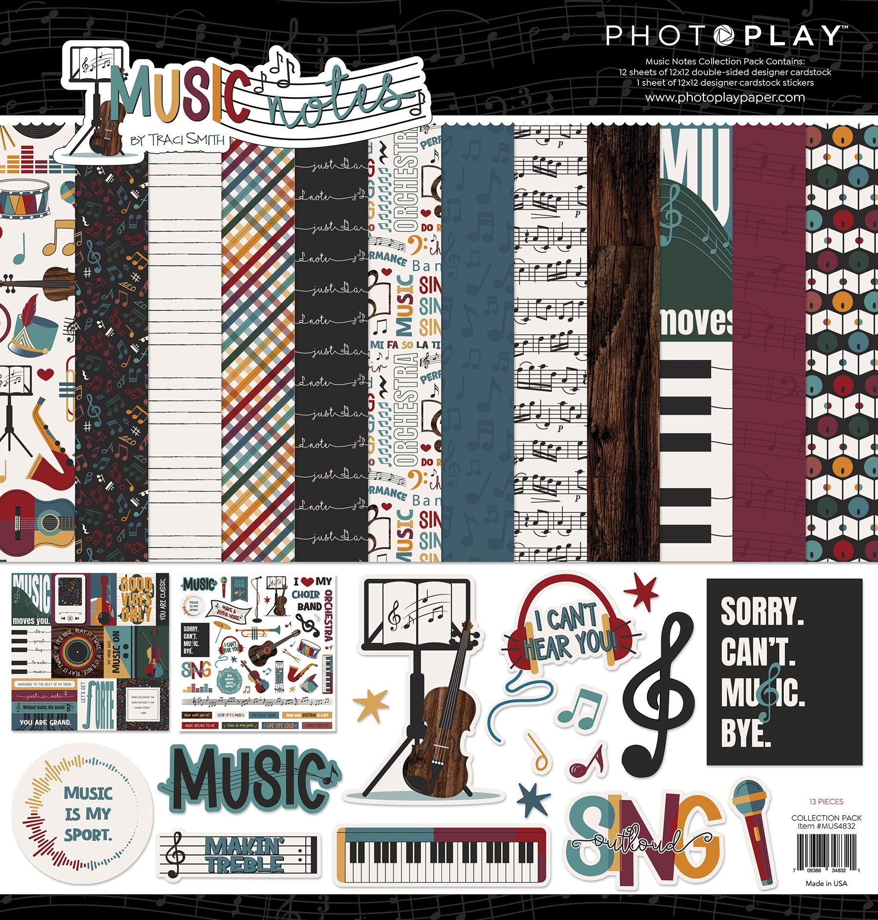 718083PK Photoplay MUSIC NOTES 12X12 Scrapbook Collection Pack - Image 1