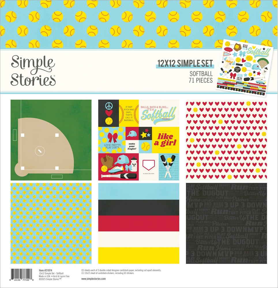 718342PK Simple Stories SOFTBALL 12"X12" Simple Set - Image 1