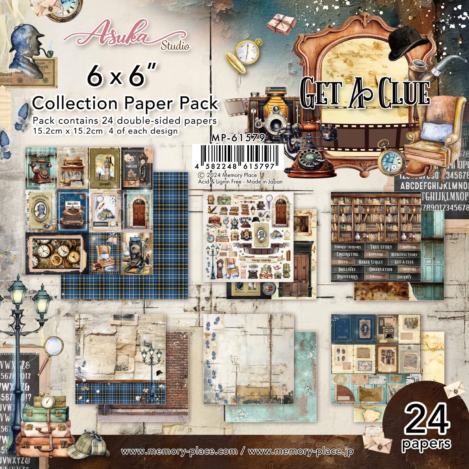 720345PK Asuka Studio GET A CLUE 6”X6” Collection Paper Pack - Image 1