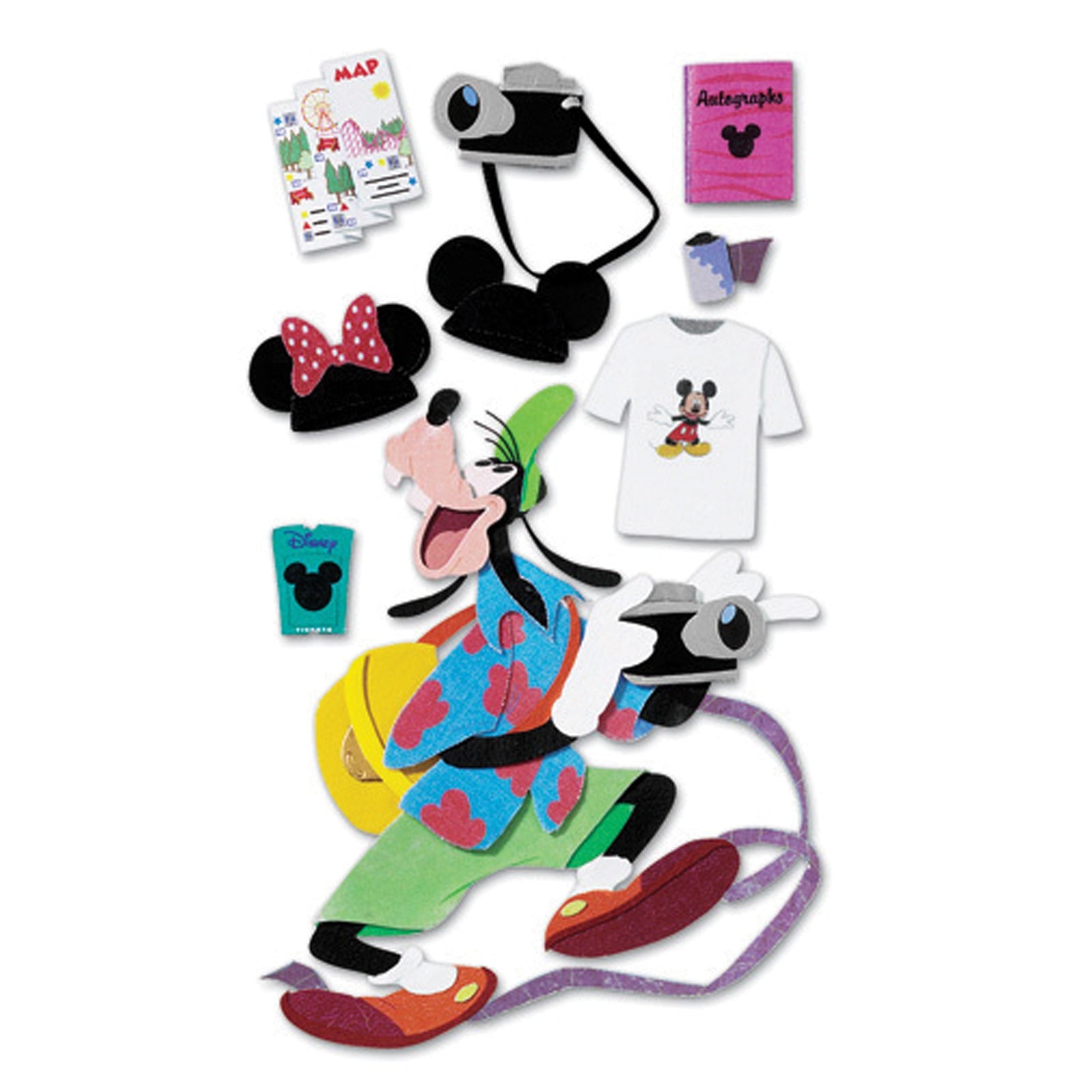 722213PR Ek Success Disney TOURIST GOOFY Dimensional Stickers 9pc - Image 1