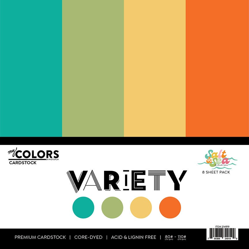 724352PK Photoplay My Colors SALT & SEA 12X12 Variety Paper Pack - Image 1