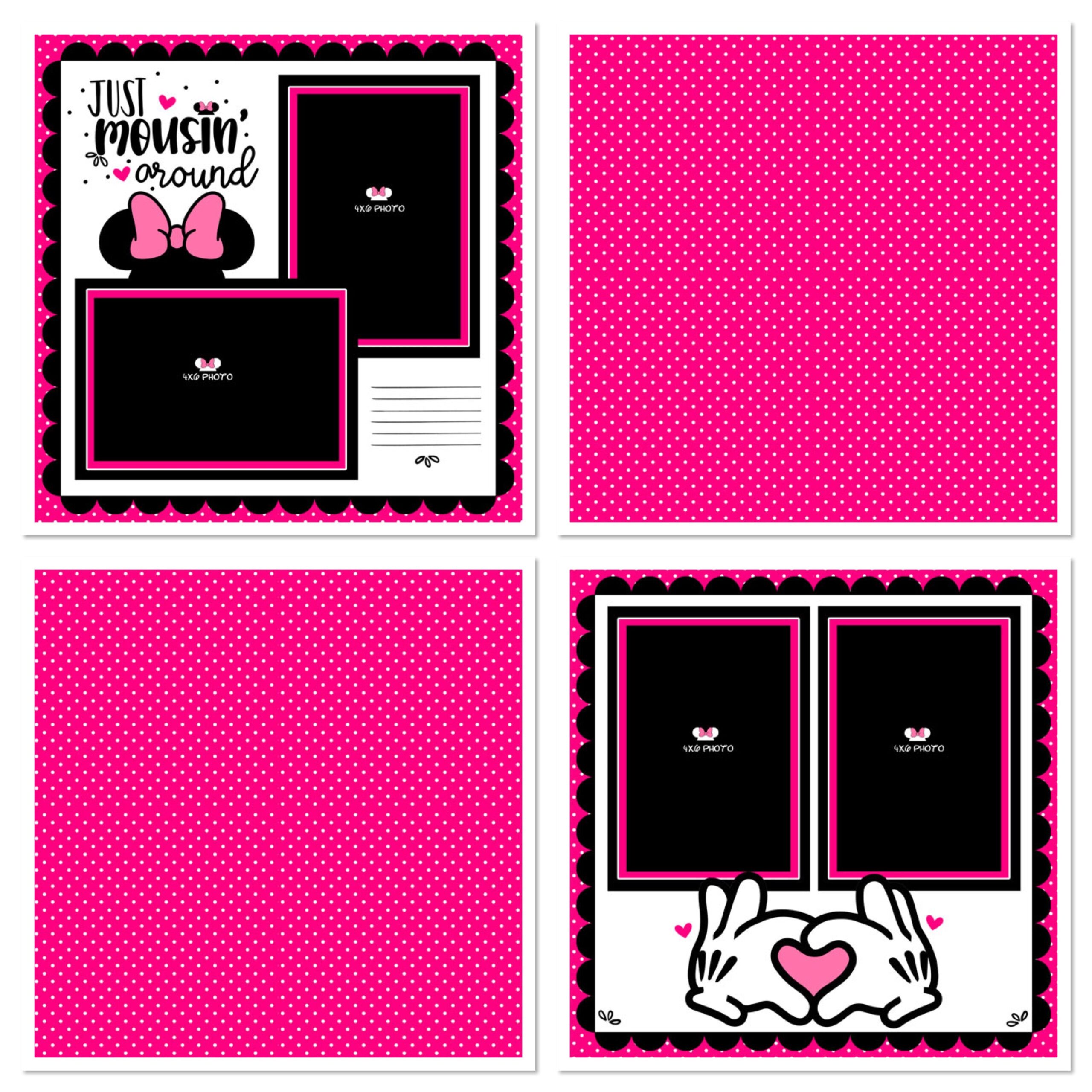 72C089AB-3B91-491D-BDBA-28E1C7501849 MOUSIN’ AROUND GIRL LAYOUT 12"X12" Scrapbook Paper Kit 4pc - Image 1