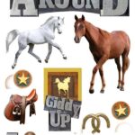 Paper House HORSING AROUND 3D Stickers 11pc
