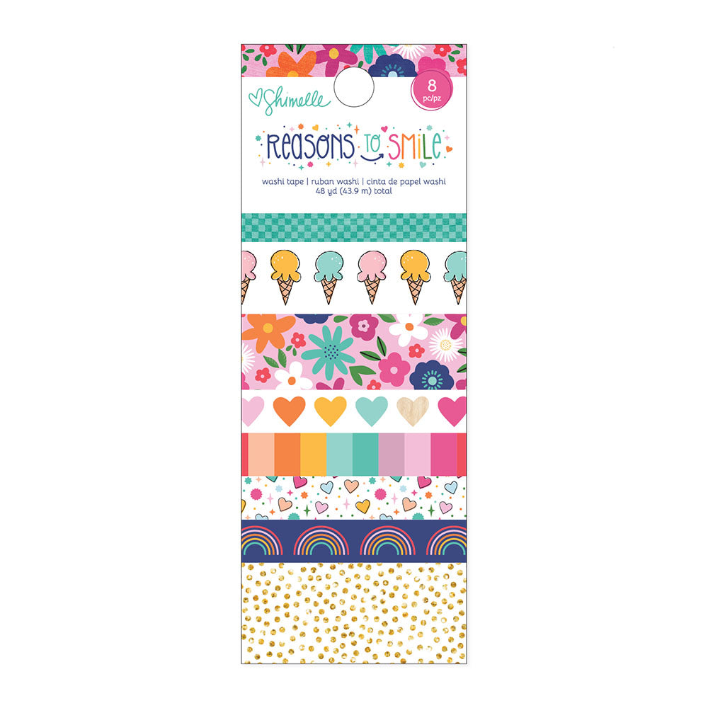 7B74244C-116F-4F02-828D-2F7F163EF8D2 Shimelle Reasons To Smile WASHI TAPE 8pc - Image 1