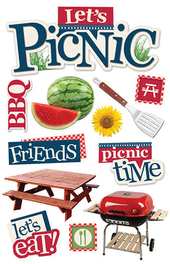 7BC2BC2F-FCB1-409E-8A70-261C3AF0F8FE Paper House LET’S PICNIC 3D Stickers 12pc - Image 1