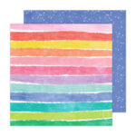 Pebbles Cool Girl BRIGHT STRIPES 12”X12” Scrapbook Paper