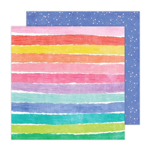7C3B7DBF-BC53-40B1-8A9E-18EC009B15A0 Pebbles Cool Girl BRIGHT STRIPES 12”X12” Scrapbook Paper - Image 1