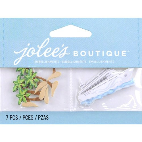 7E89DA08-7056-4716-A5FB-F555F70AC308 EK Success Jolee’s Boutique PALM TREES AND CRUISE SHIP 7pc - Image 1
