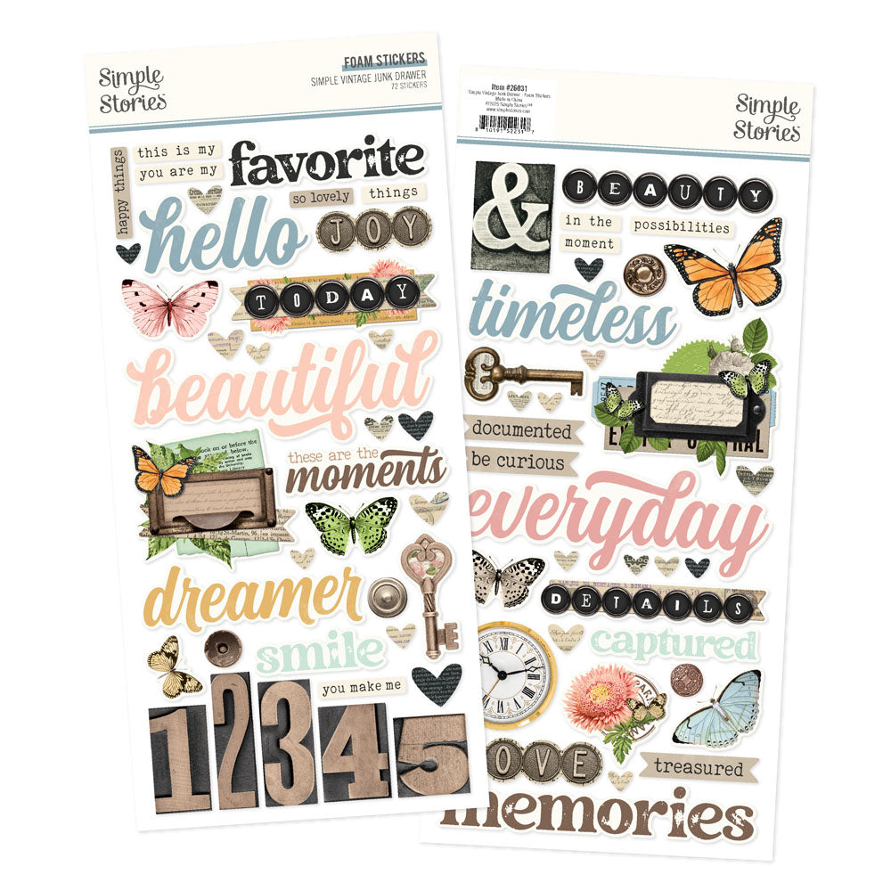 7EA04EF9-4115-472E-8A62-1BE36DCC5831 Simple Stories SIMPLE VINTAGE JUNK DRAWER Foam Stickers 72pc - Image 1