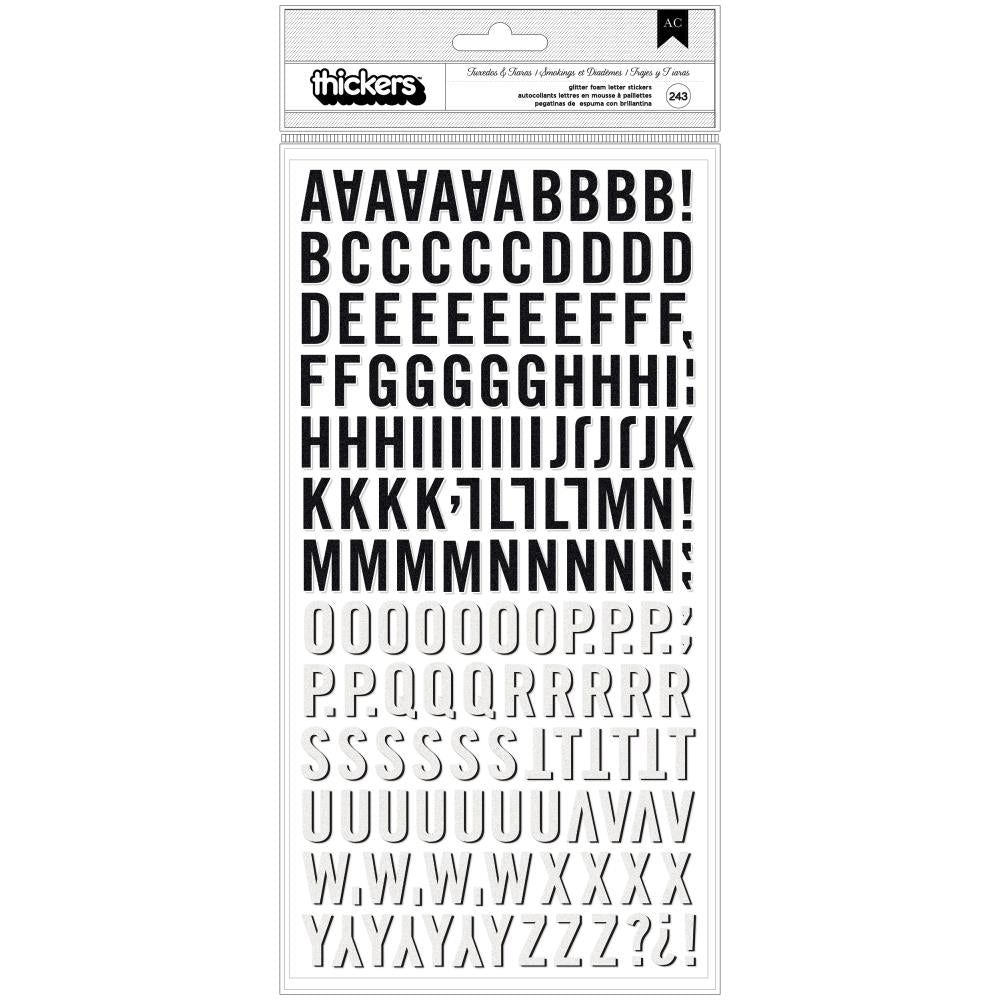 80AB6108-7948-43B6-B756-2B960BDA632A American Crafts Thickers TUXEDOS & TIARAS Glitter Foam Letter Stickers - Image 1