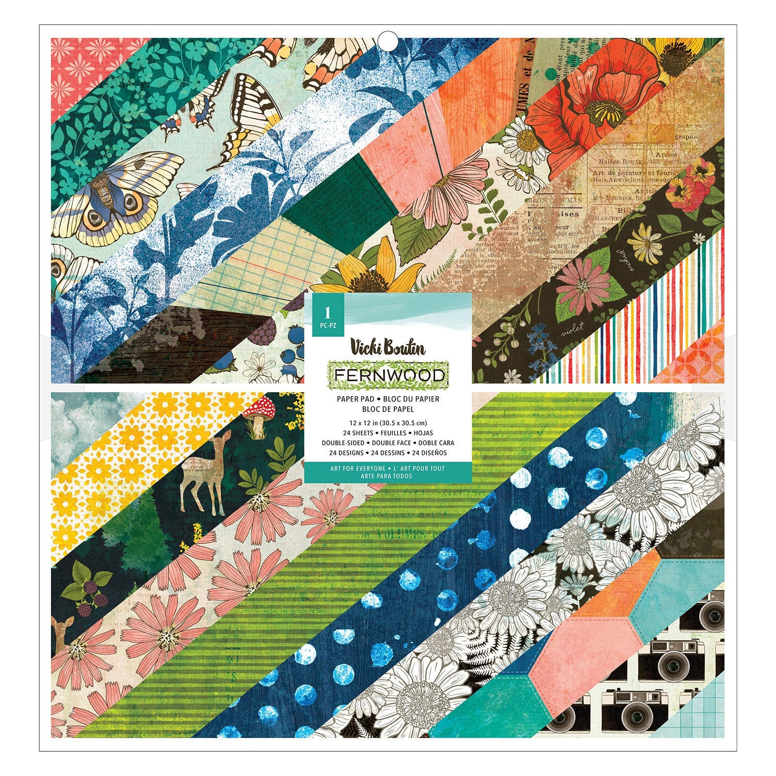 8326469E-22AF-4B2C-AE51-5DA77ECB59B6 American Crafts Vicki Boutin FERNWOOD 12"X12" Paper Pad 24 Sheets - Image 1