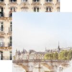 Paper House PARIS BRIDGE WATERCOLOR 12X12 Scrapbook Paper