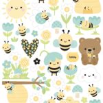 Doodlebug BEE HAPPY Icons Cardstock Stickers