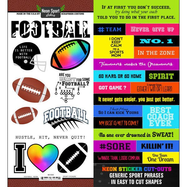 86E6EFA4-A506-4429-8D50-A772F24BB65B.jpg Scrapbook Customs NEON SPORT FOOTBALL 5”X12" Stickers - Image 1
