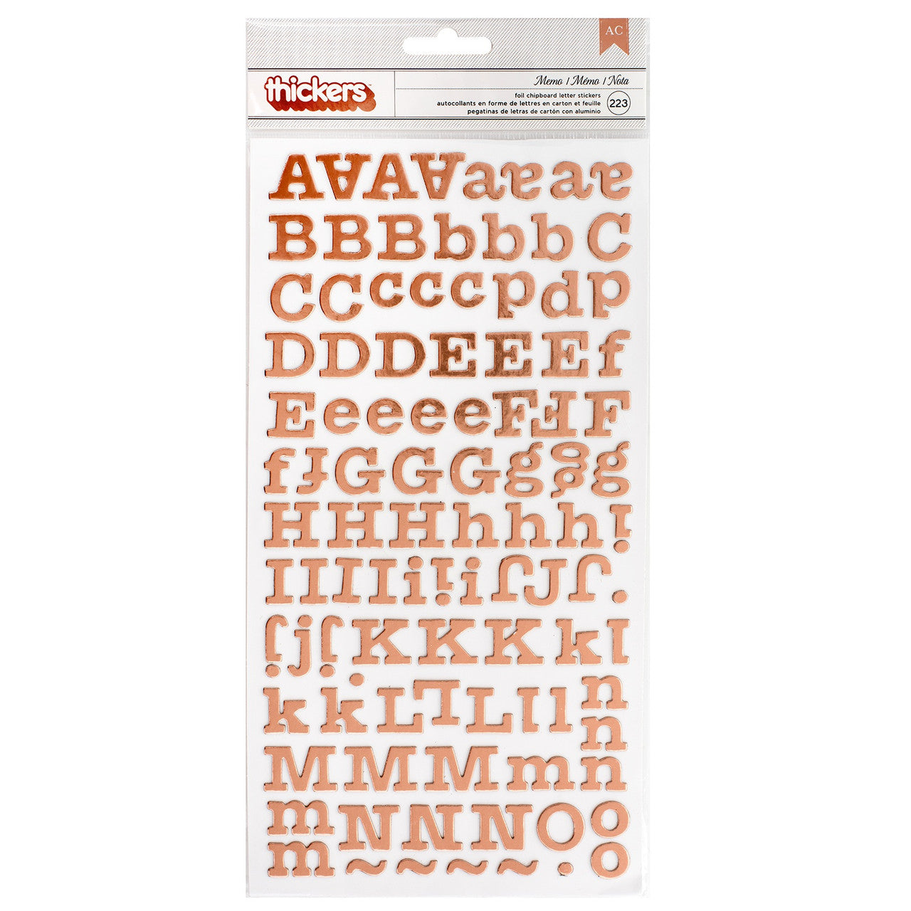 880C2A4B-4465-4079-A3B8-4C543649A10F Thickers Crate Paper MEMO FLOURISH Rose Gold Foil Letter Stickers - Image 1