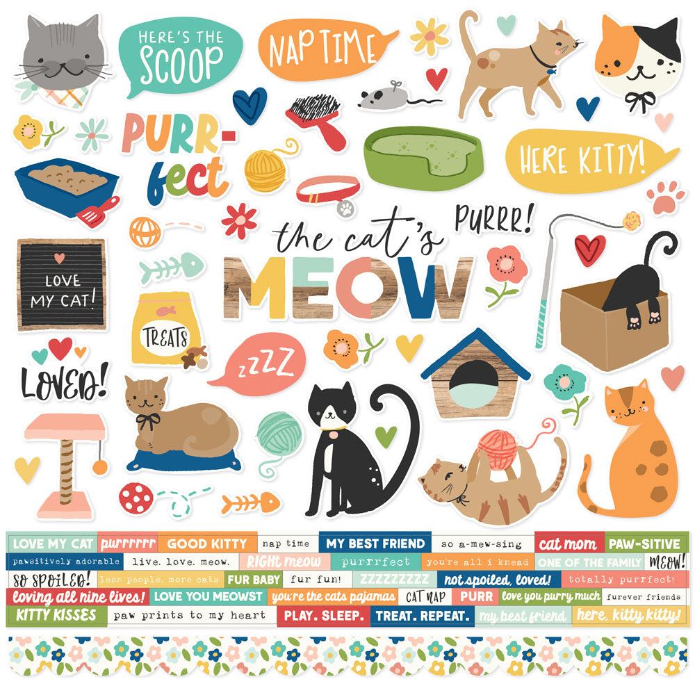 881FB96B-C190-4B2E-8D42-AA3458DCB37E Simple Stories FUR BABY CAT 12"X12" Cardstock Stickers - Image 1