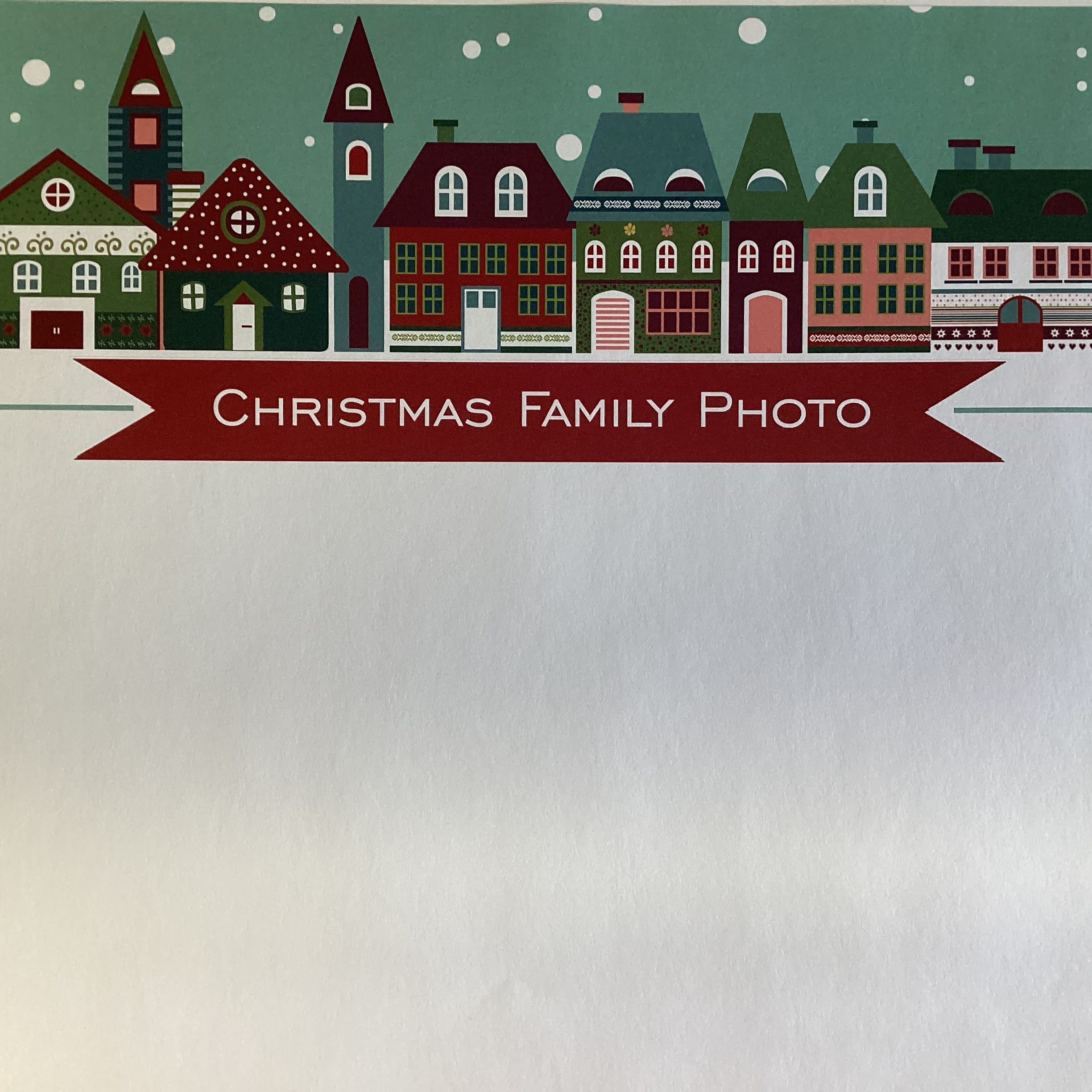 893EDD17-AB84-4294-B5F4-BEE0F6213503 Village CHRISTMAS FAMILY PHOTO 12"X12" Holiday Scrapbook Paper - Image 1