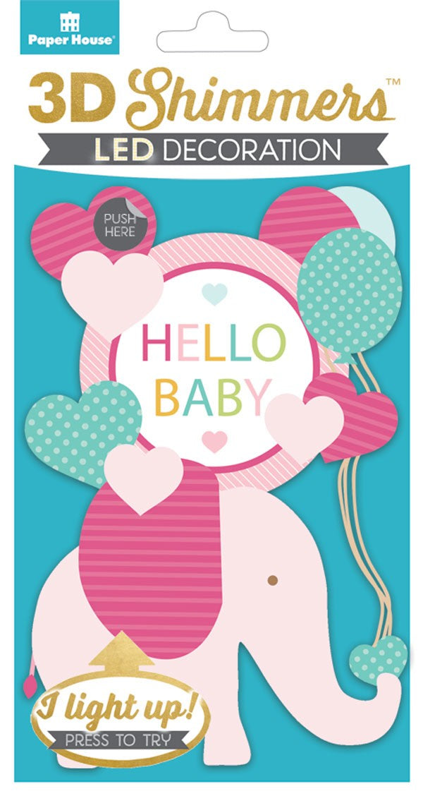 89AE484B-5B77-4891-89F8-EC603909601D Paper House HELLO BABY GIRL 3D SHIMMERS 1pc - Image 1