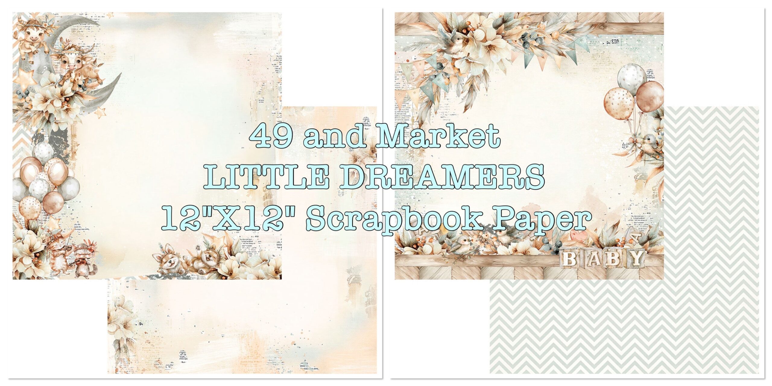 8A5748A0-47C0-40CE-B6E0-6481C8FE82DC 49 and Market LITTLE DREAMERS 12"X12" Scrapbook Paper - Image 1