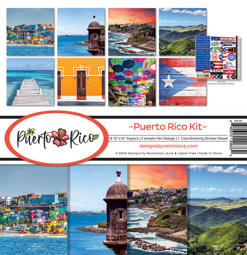 8AF2C485-5E54-45BD-B56E-CCF3A8D1E08A Reminisce PUERTO RICO 12"X12" Scrapbook Kit 9pc - Image 1