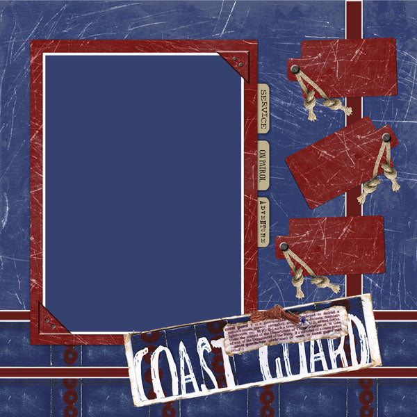 8CD01EC1-F1F5-4149-BA5F-A2A56B19B4F5 Military COAST GUARD 12"X12" Scrapbook Quick Page Kits - Image 1