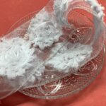 May Arts 2" LARGE WHITE RIBBON ROSES Flower Trim 1 yard yd