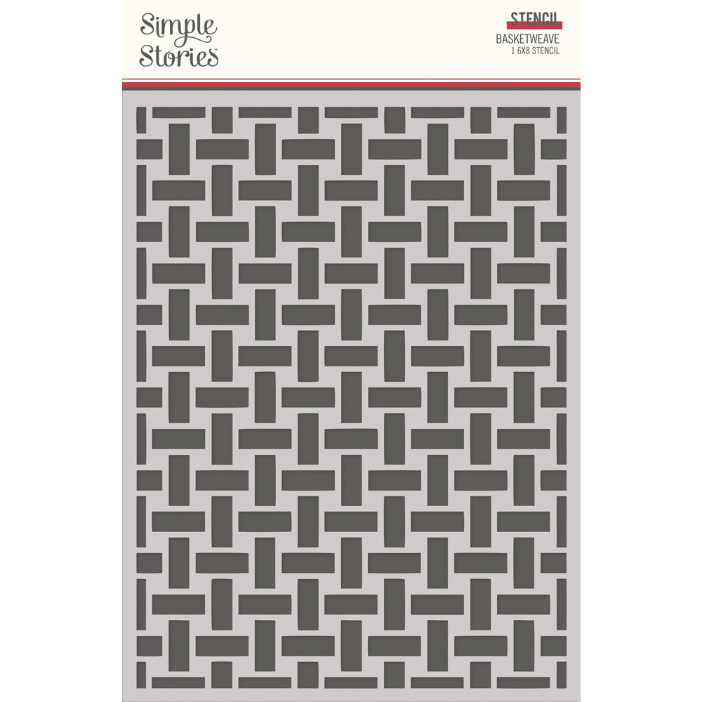 904A4CE9-2740-443A-B742-995AF249C0FD Simple Stories BASKETWEAVE Stencil 6"X 8" - Image 1