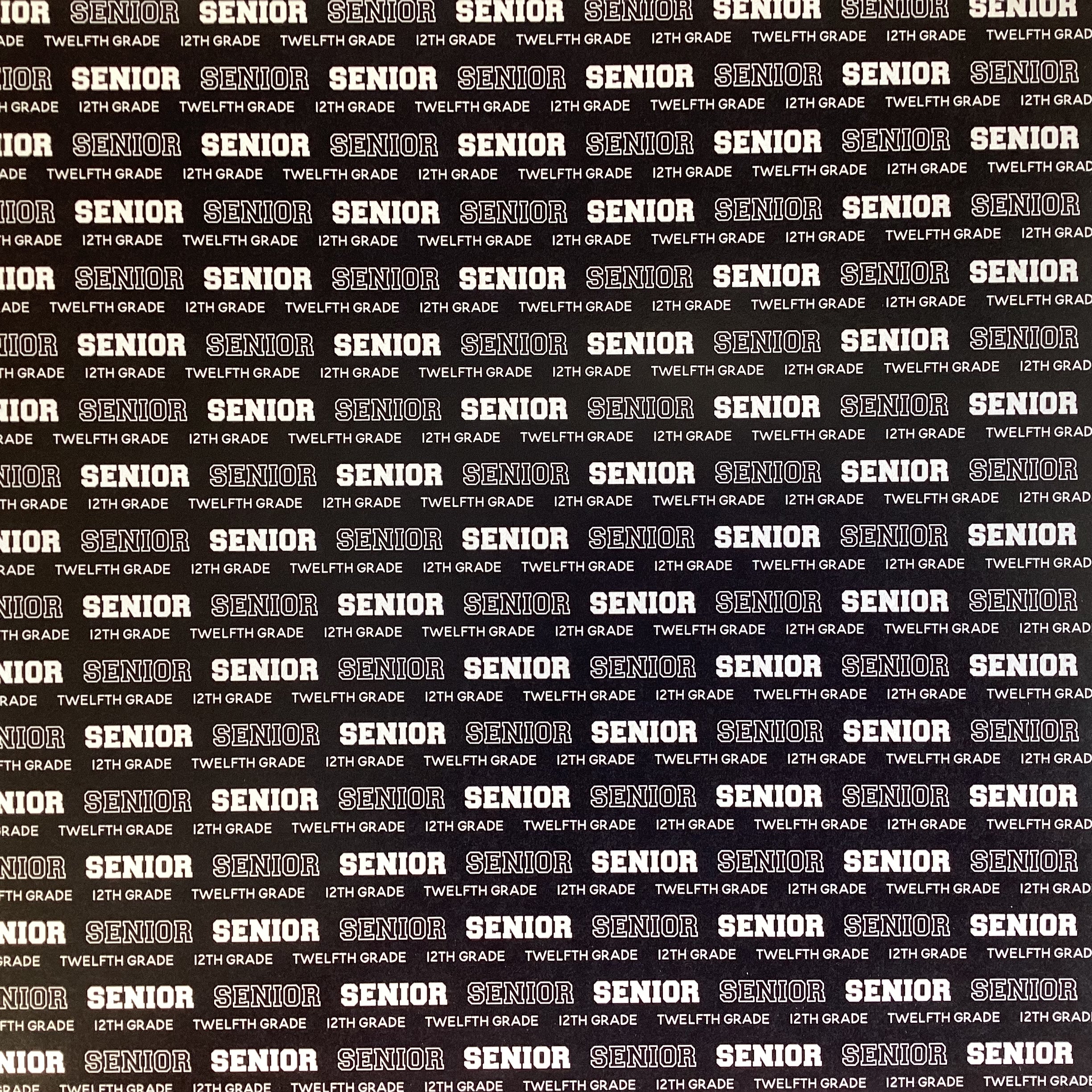 91283B02-A170-429F-8FE0-C31EAFEB38BE SENIOR PRIDE BLACK 12th Grade School 12"X12" Scrapbook Paper - Image 1