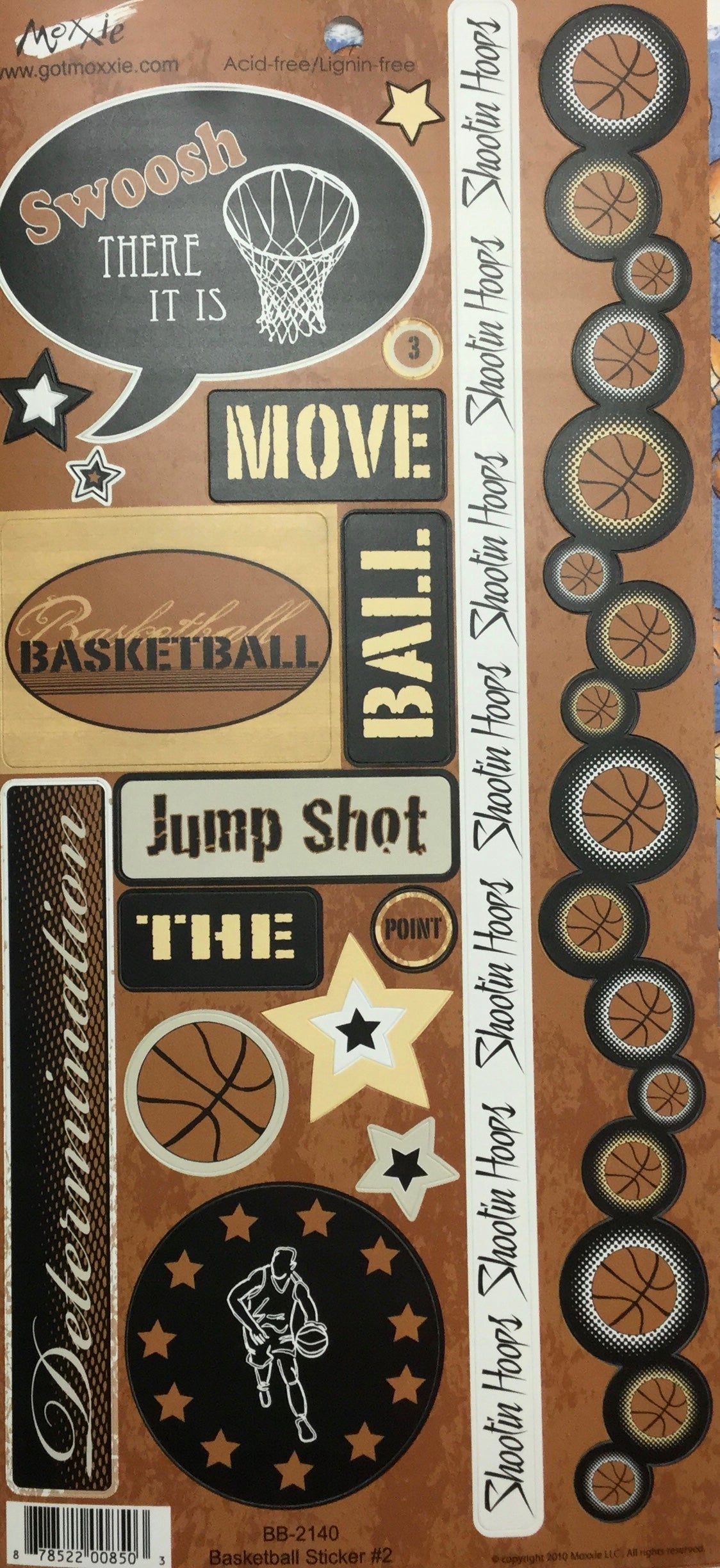 92AB2EBB-EEEC-4CAC-B0A7-18775F9B553B Moxxie BASKETBALL #2 6"X12" Stickers 18pc - Image 1