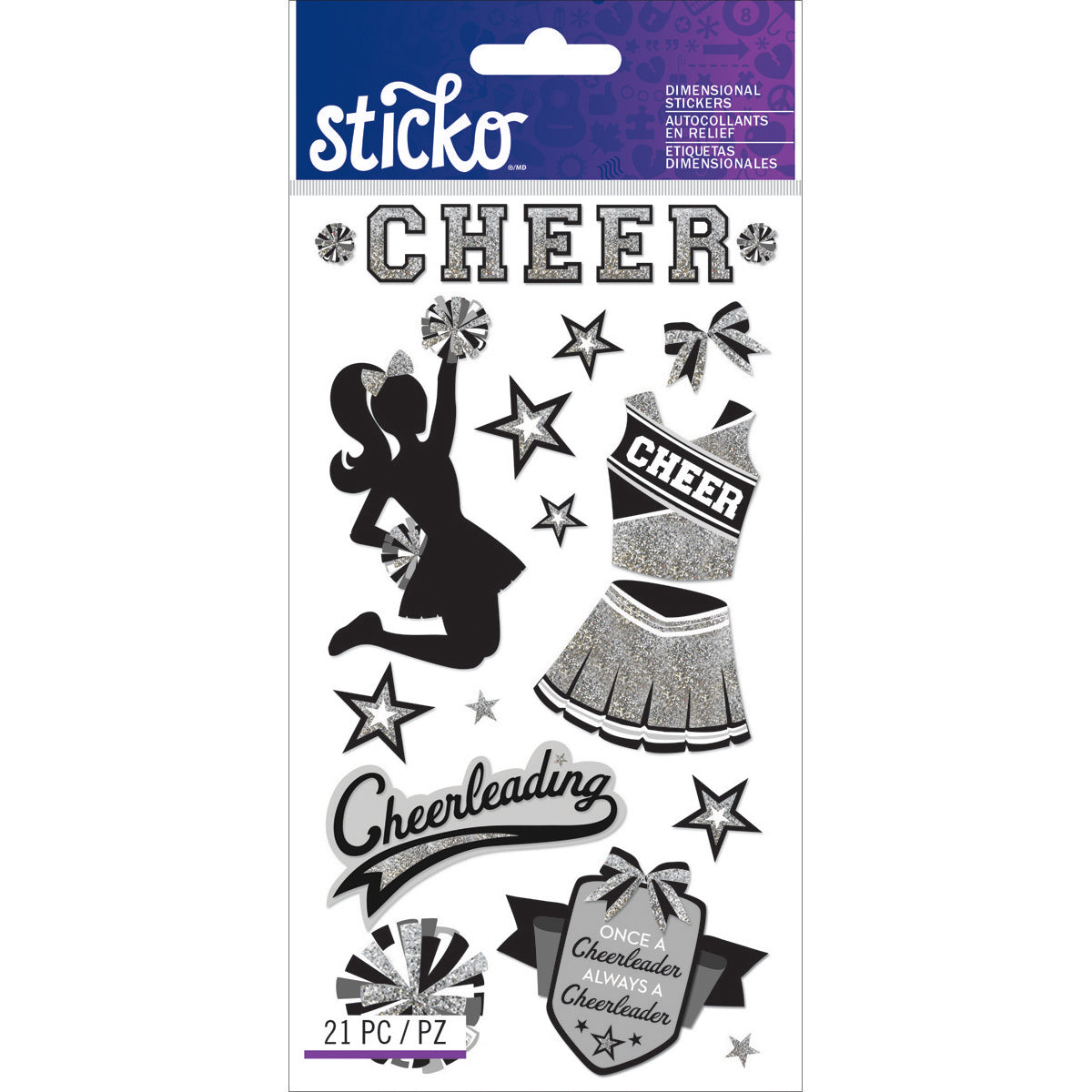 9576F403-4D6D-4582-9302-30AD41D90BAC Ek Success CHEERLEADING Sticko Dimensional Stickers 21pc - Image 1
