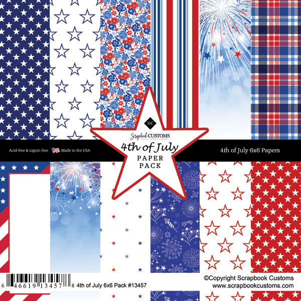 96A49214-676A-40EE-B797-2F0FC1E918C1 4TH OF JULY 6”x6” Paper Pack Scrapbook Customs - Image 1