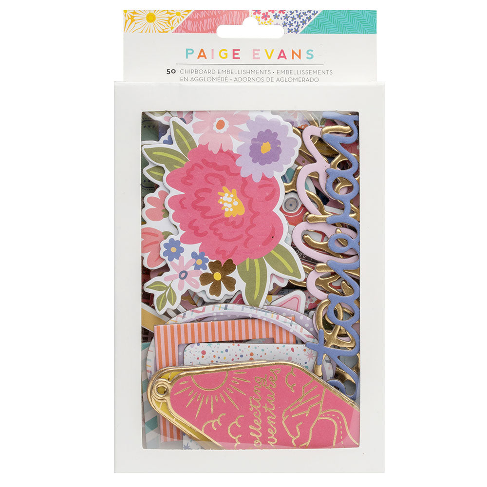 971AFFC8-3972-49D8-83EA-456F604B356B Paige Evans ADVENTUROUS Chipboard Embellishment 50pc - Image 1